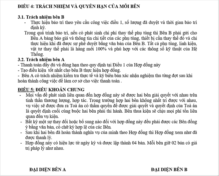 hợp đồng bảo dưỡng hệ thống pccc