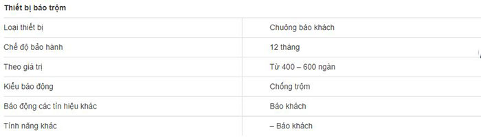 Thông số kỹ thuật chuông cửa không dây oulia