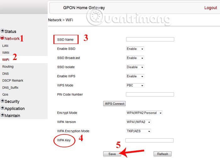 Cách đổi pass wifi FBT