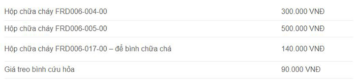 Báo giá các phụ kiện bình cứu hỏa