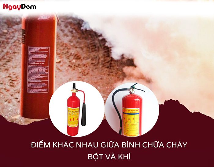 Sự khác nhau giữa bình chữa cháy bột và khí CO2