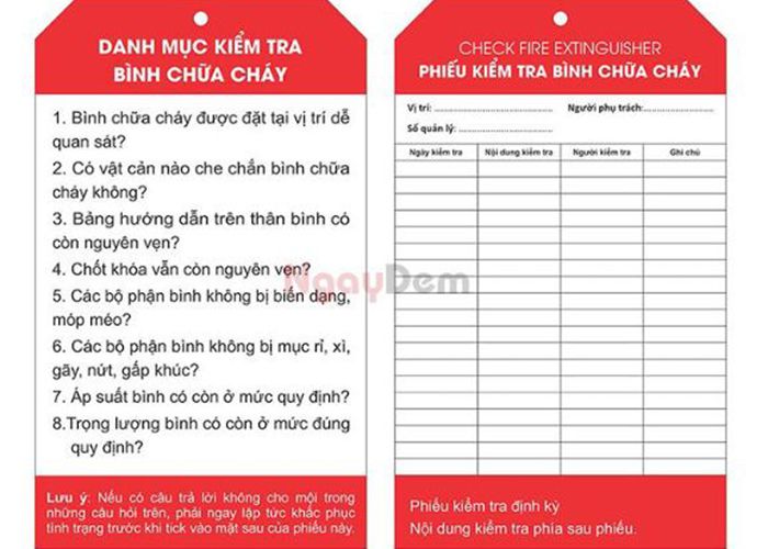 Mẫu phiếu kiểm tra bình chữa cháy hàng tháng cập nhật mới nhất