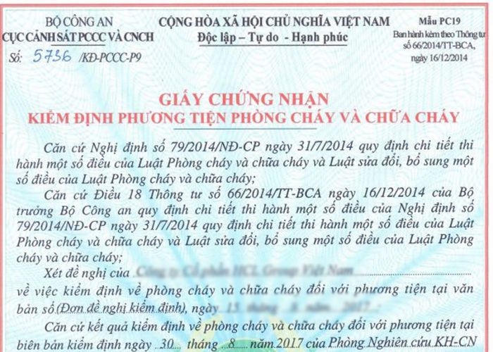 Quy định về kiểm định bình chữa cháy theo thông tư 66PCCC