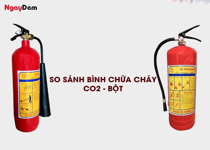 So sánh bình chữa cháy CO2 - Bột