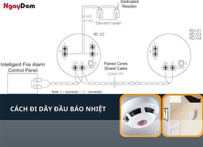 Cách đấu dây đầu báo nhiệt đơn giản