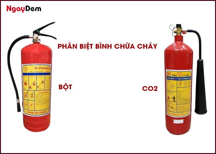 Cách phân biệt bình chữa cháy bột và CO2 chuẩn