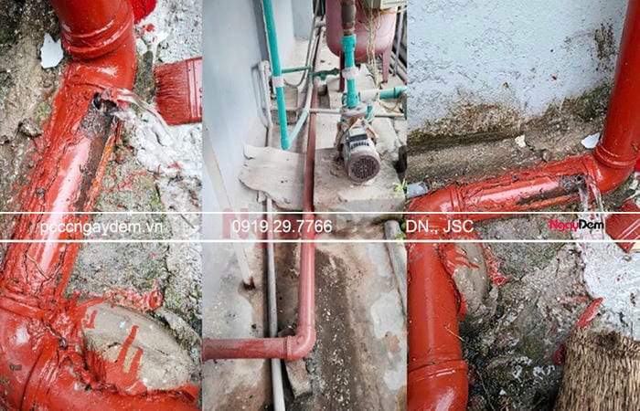 Đường ống bị vỡ, xử lý và sơn lại đường ống